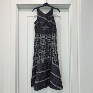 Free People Black and Cream Sleeveless Maxi with Cross-Front Cutout